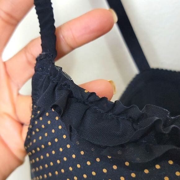 Sophie B Polka Dot Babydoll Slip Womens size S Tan Black - Picture 3 of 12